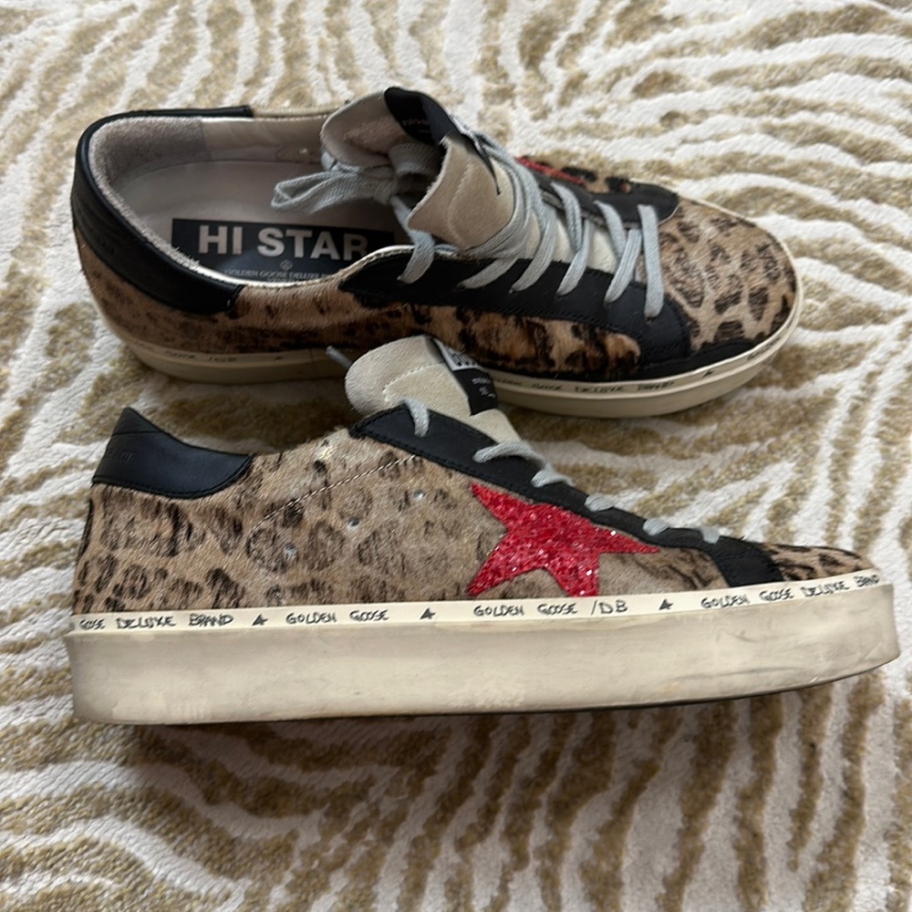 GOLDEN GOOSE LEOPARD CALF HAIR HI STAR SNEAKERS 🐆🐆